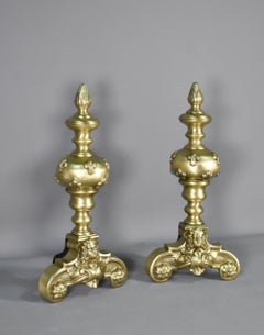 Coppia di alari francesi in bronzo, stile Luigi XIV - Inizio del XIX secolo