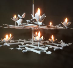 Lustre de jardin en plâtre à deux niveaux, création sur mesure de Tracey Garet