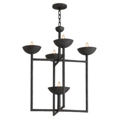 Custom Black Plaster Lantern Chandelier by Tracey Garet