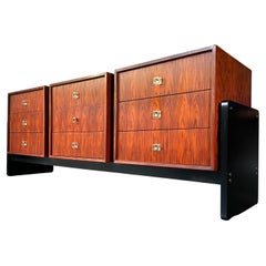 MCM Brutalist Rosewood and Ebony long dresser or credenza
