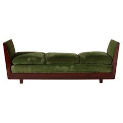 Gio Ponti certified walnut and velvet daybed sofa, Italy, 1940s