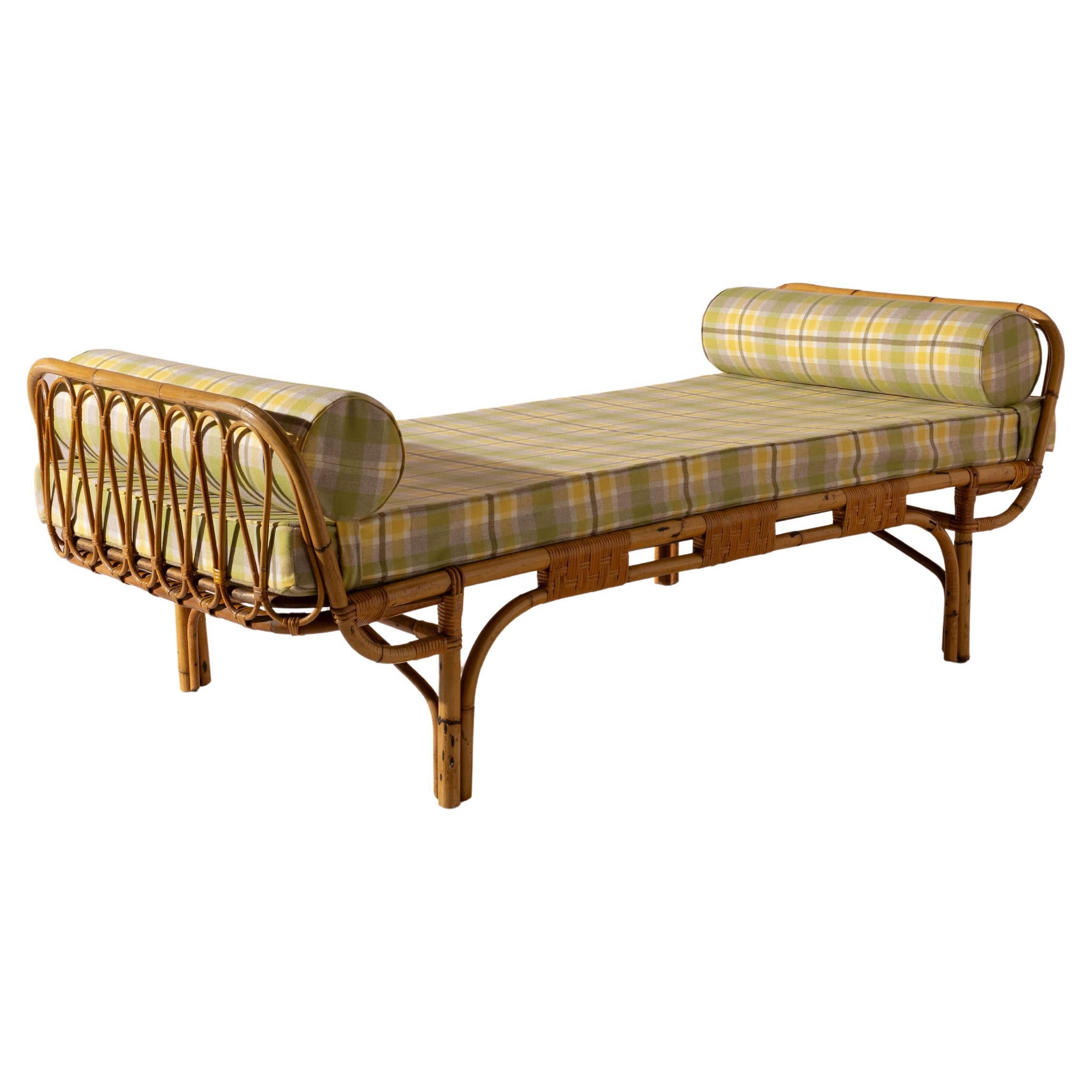 Cama de día de bambú y ratán, Italia, años 60