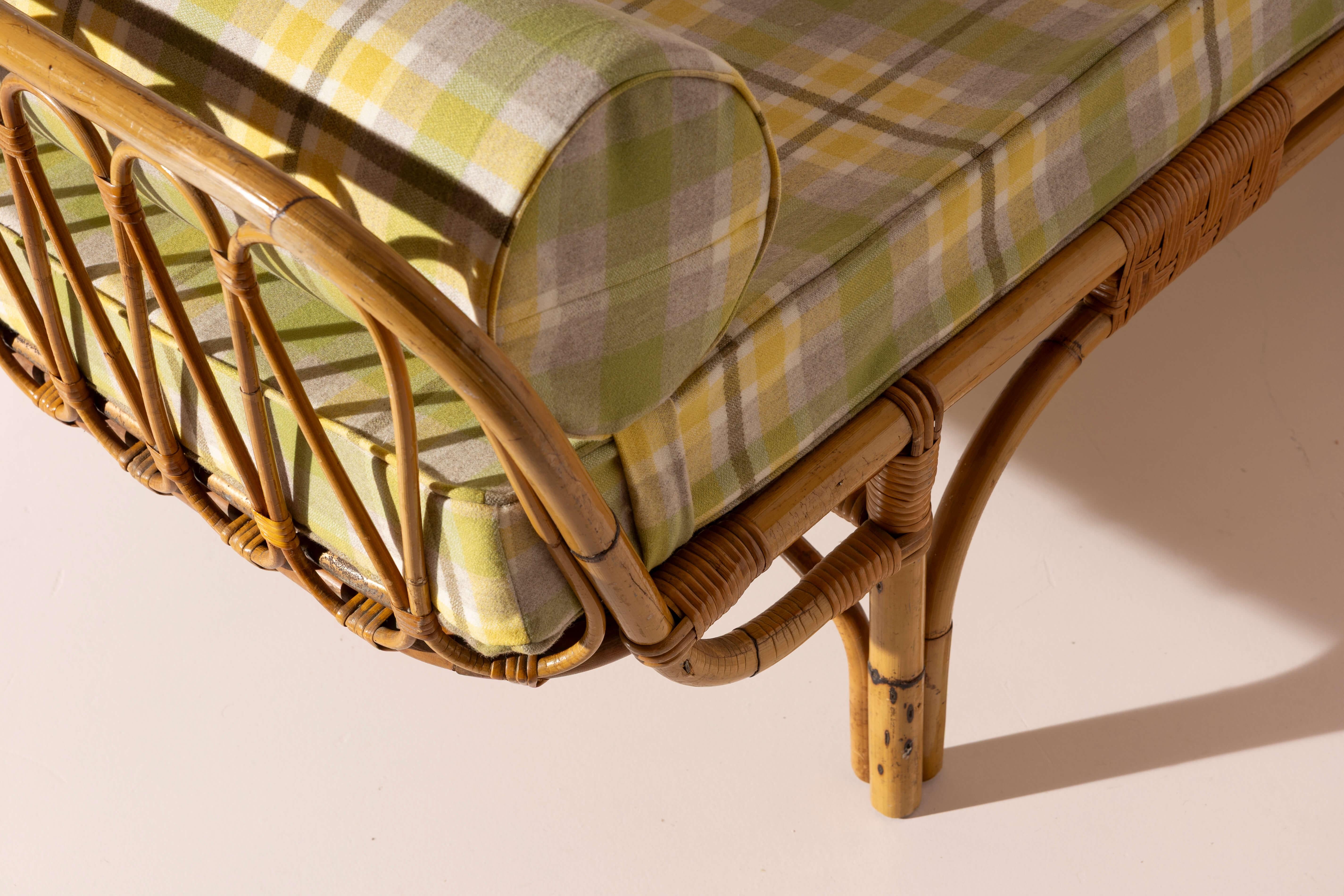 Mid-Century Modern Lit de jour en bambou et rotin, Italie, années 1960 en vente