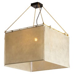 Lampe suspendue Stilnovo avec abat-jour en feutre de laine et structure métallique, Italie, années 1970.