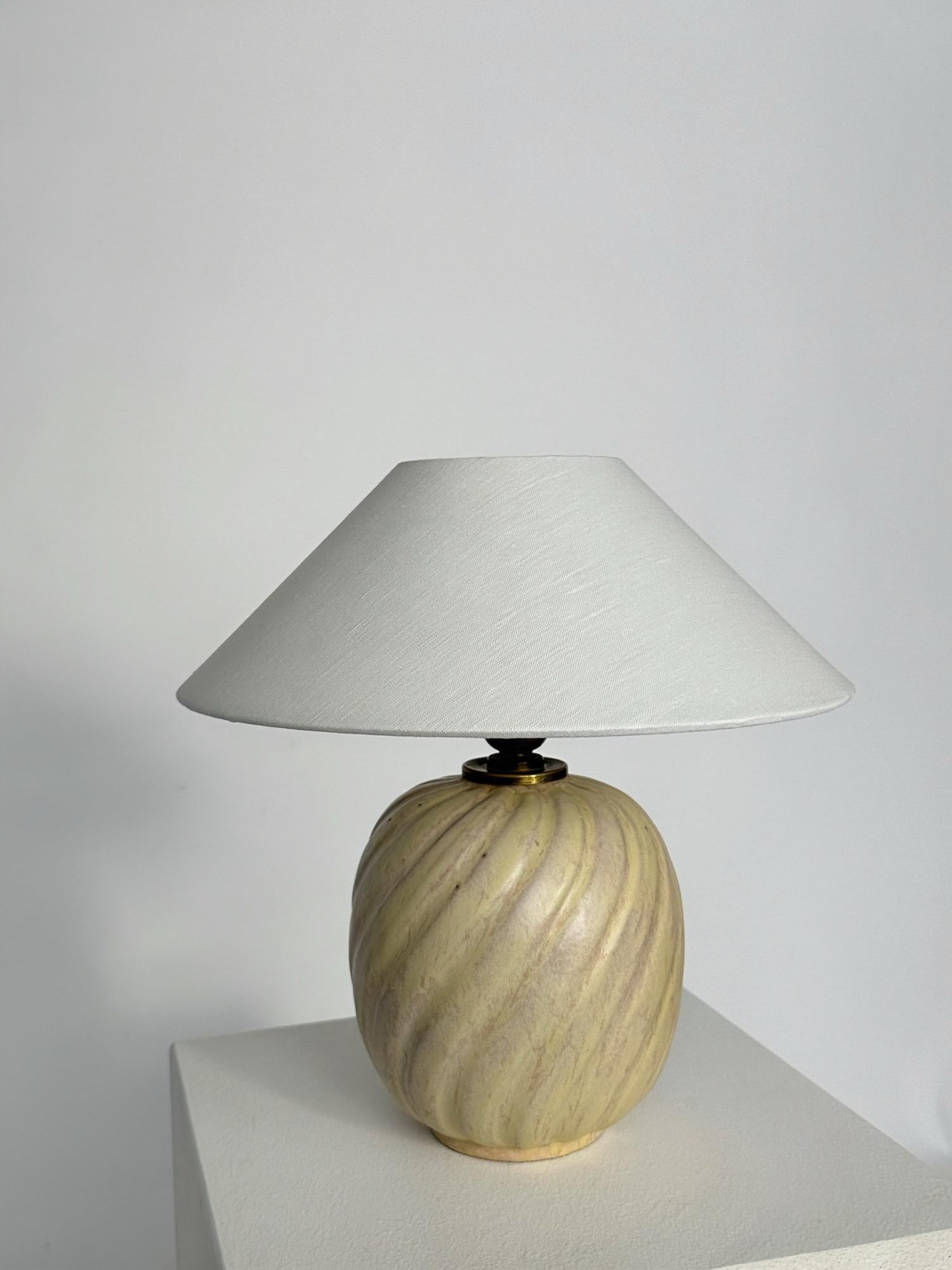 Anna Lisa Thomson Tischlampe Ekeby Keramik Schweden 1930er Jahre Wirbelglasur im Angebot 4