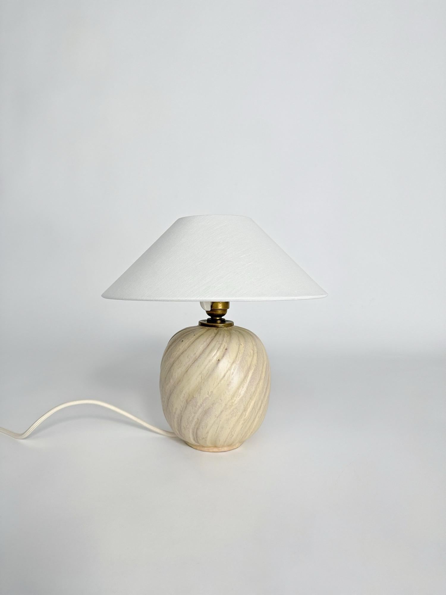 Anna Lisa Thomson Tischlampe Ekeby Keramik Schweden 1930er Jahre Wirbelglasur im Angebot 6