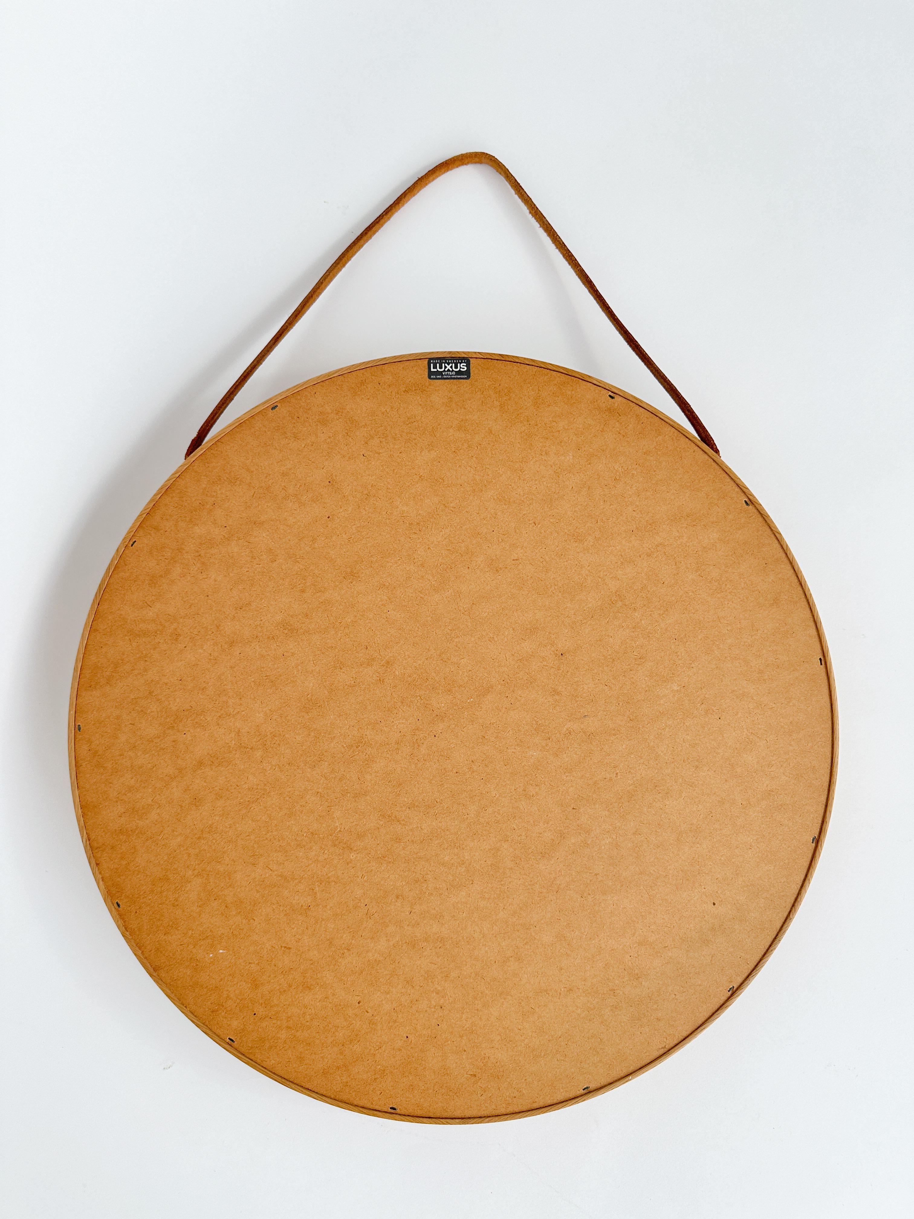 Uno & Östen Kristiansson Specchio Oak Cinturino in Pelle Luxus Vittsjö Svezia 1960s in vendita 4