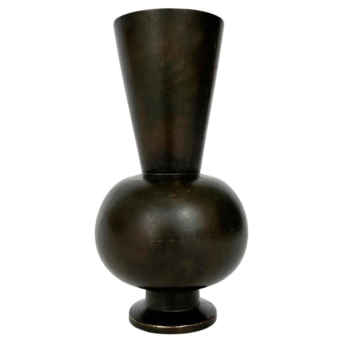 Art Deco Swedish Bronze Vase 1930s Swedish Grace For Sale