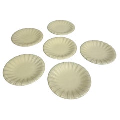 Set of Six Vicke Lindstrand Plates Butter Yellow Ceramic Upsala Ekeby 1940s