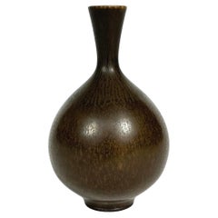 Berndt Friberg Vase Brown Hares Fur Gustavsberg Sweden 1974