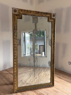 Extra large 19th-century French giltwood and gesso mirror Louis XVI Revival