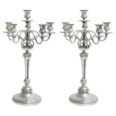 Gran Pareja de Candelabros, Jugendstil, Art Nouveau, Francia, 1900, Firma, Christofle