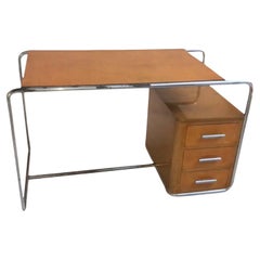 Desk Style Art Deco in Wood and chrome, 1940, Made in Germany