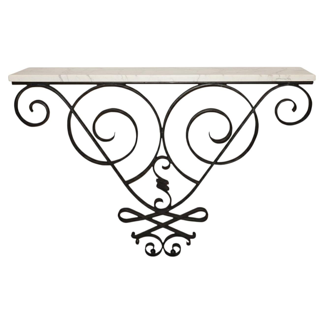 French Art Deco Wrought Iron Console Table Base