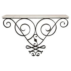 French Art Deco Wrought Iron Console Table Base