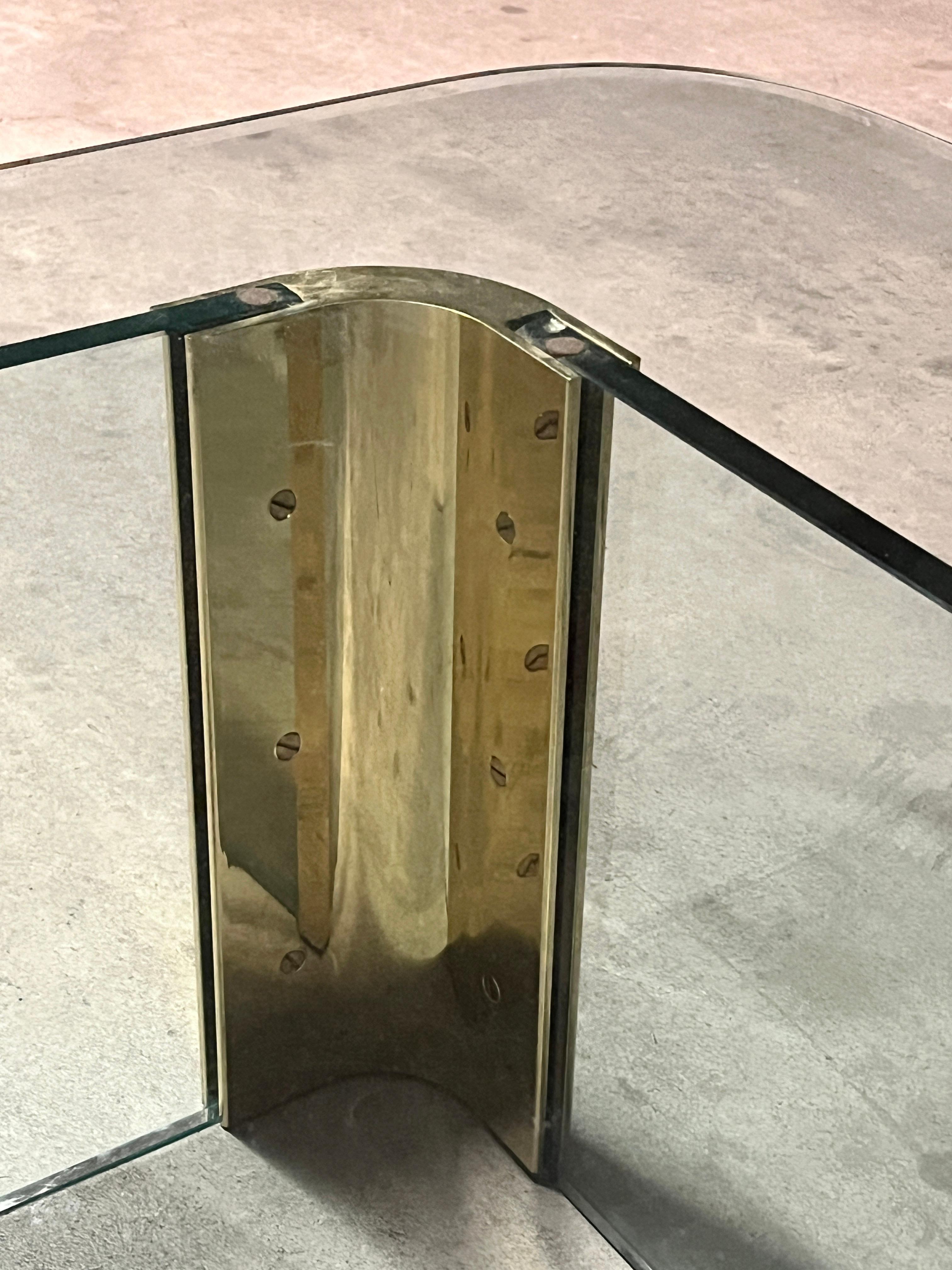 Late 20th Century Leon Rosen for Pace Collection Brass and Glass Coffee Table 1970s For Sale