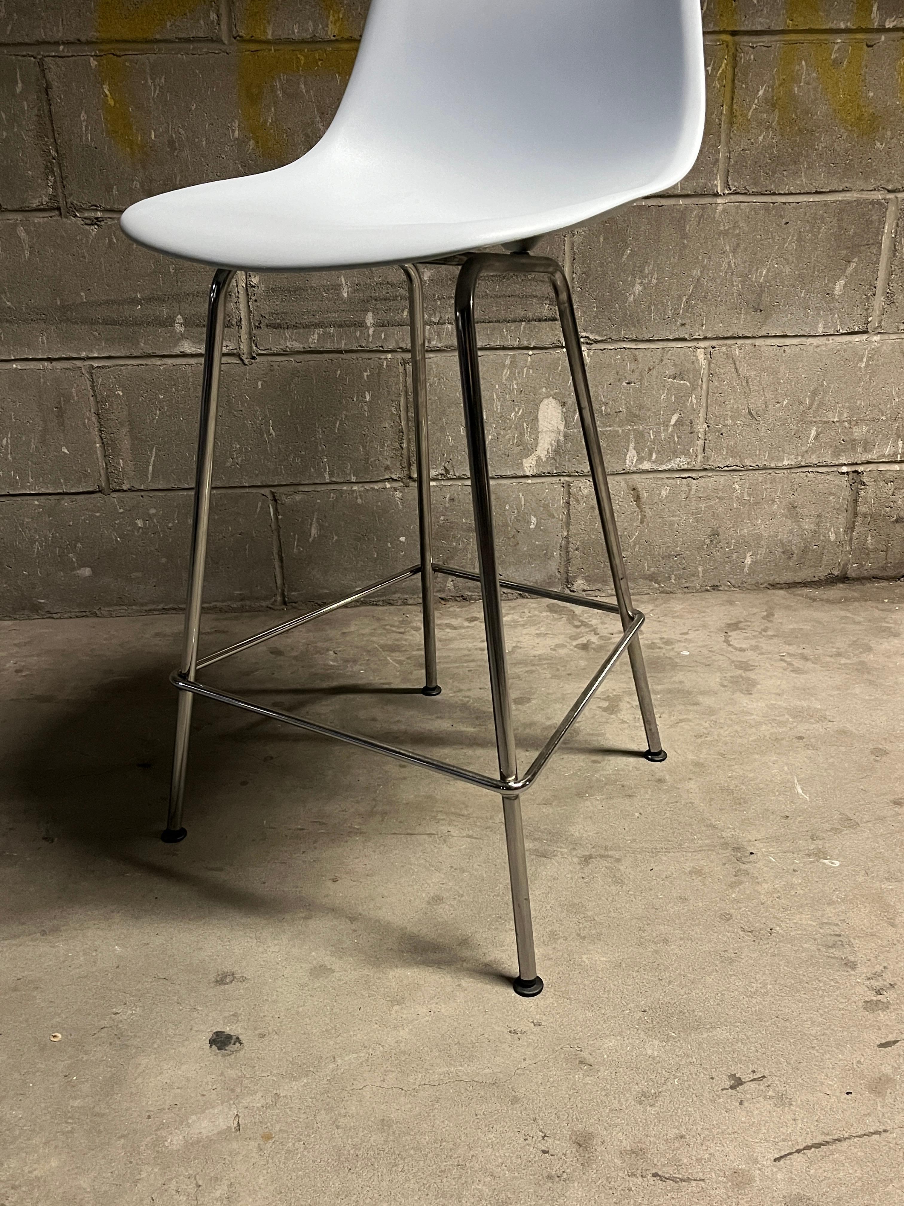 Contemporary Eames for Herman Miller Pair of Molded Plastic Bar Stools 2010s (signed) For Sale
