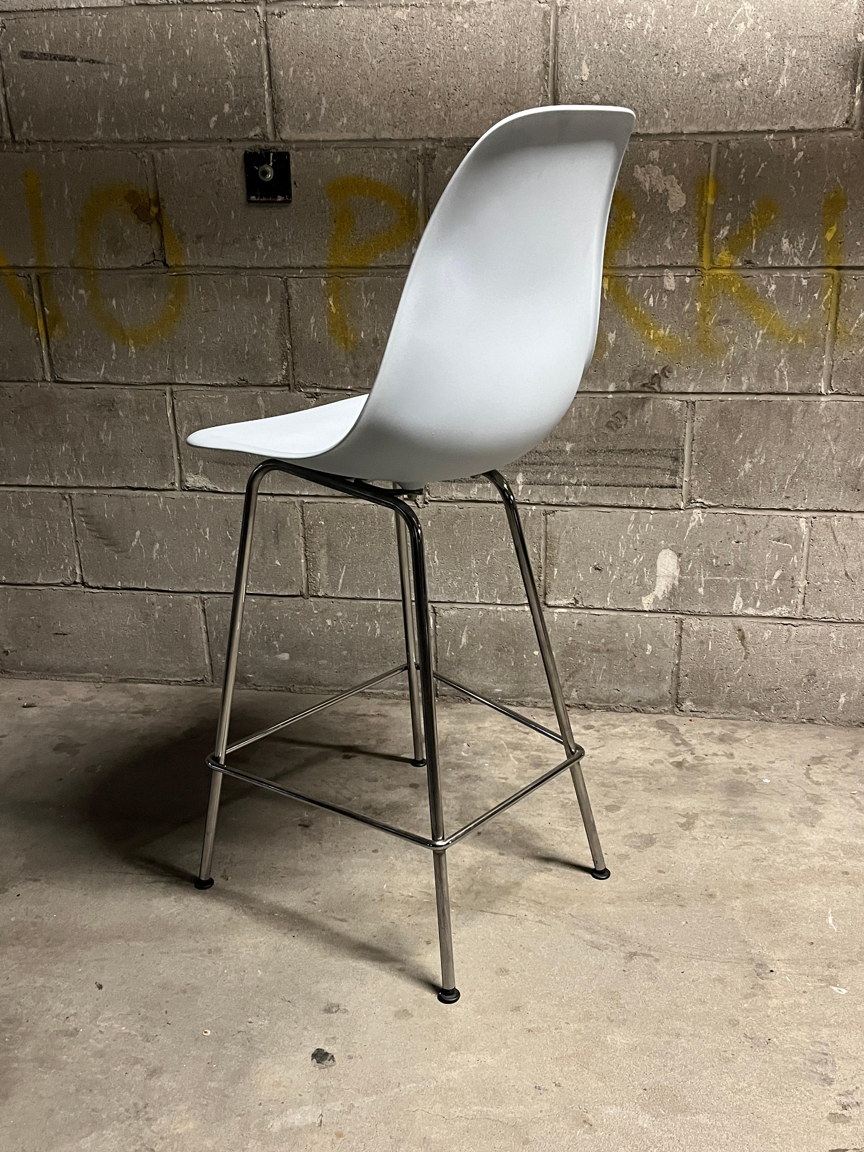 Steel Eames for Herman Miller Pair of Molded Plastic Bar Stools 2010s (signed) For Sale