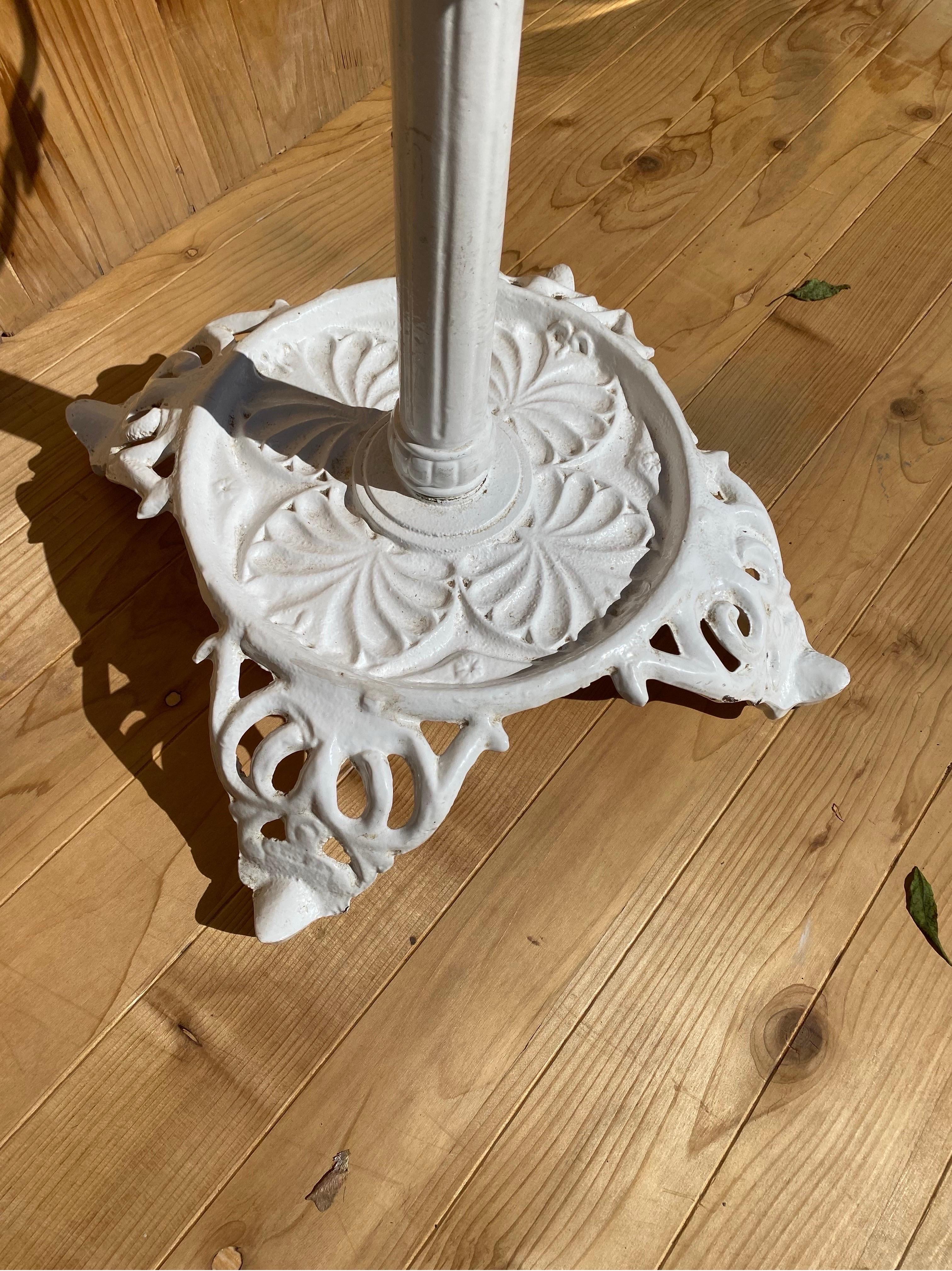 Victorian Antique Cast Wrought Iron White Painted Hall Tree