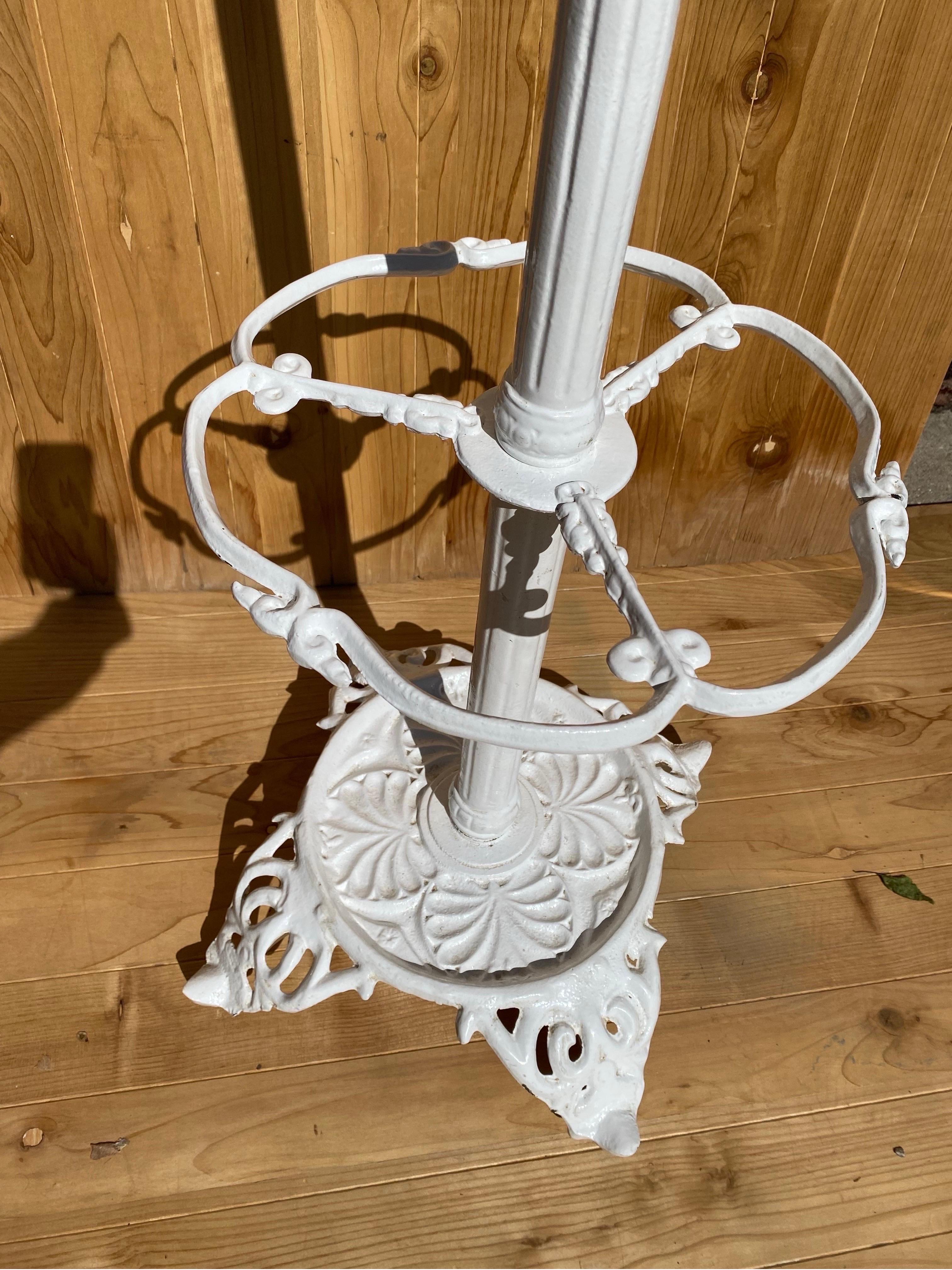 20th Century Antique Cast Wrought Iron White Painted Hall Tree For Sale