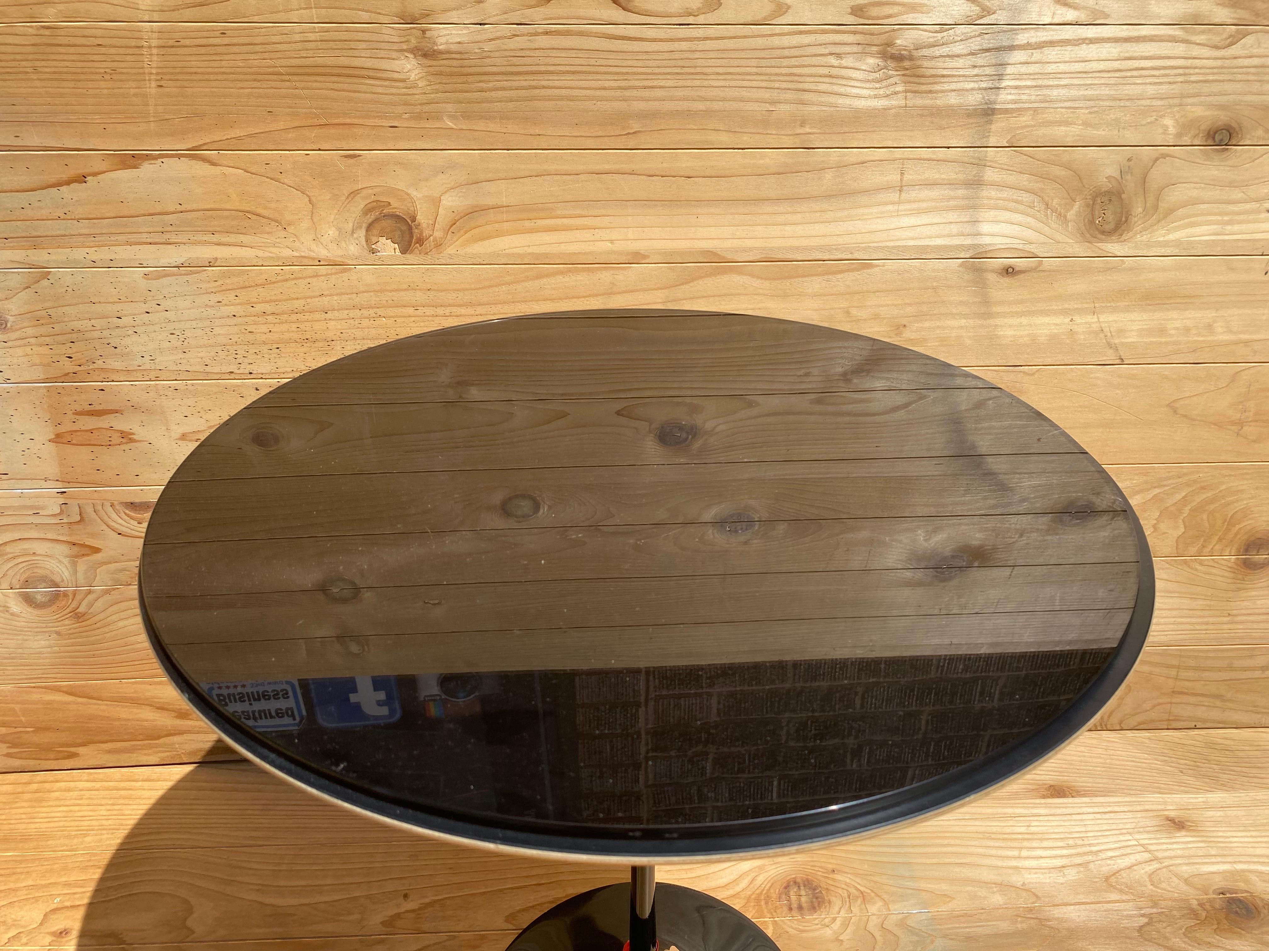 20th Century Mid Century Modern Eero Saarinen Black Tulip Table w/ Removable Tinted Glass Top