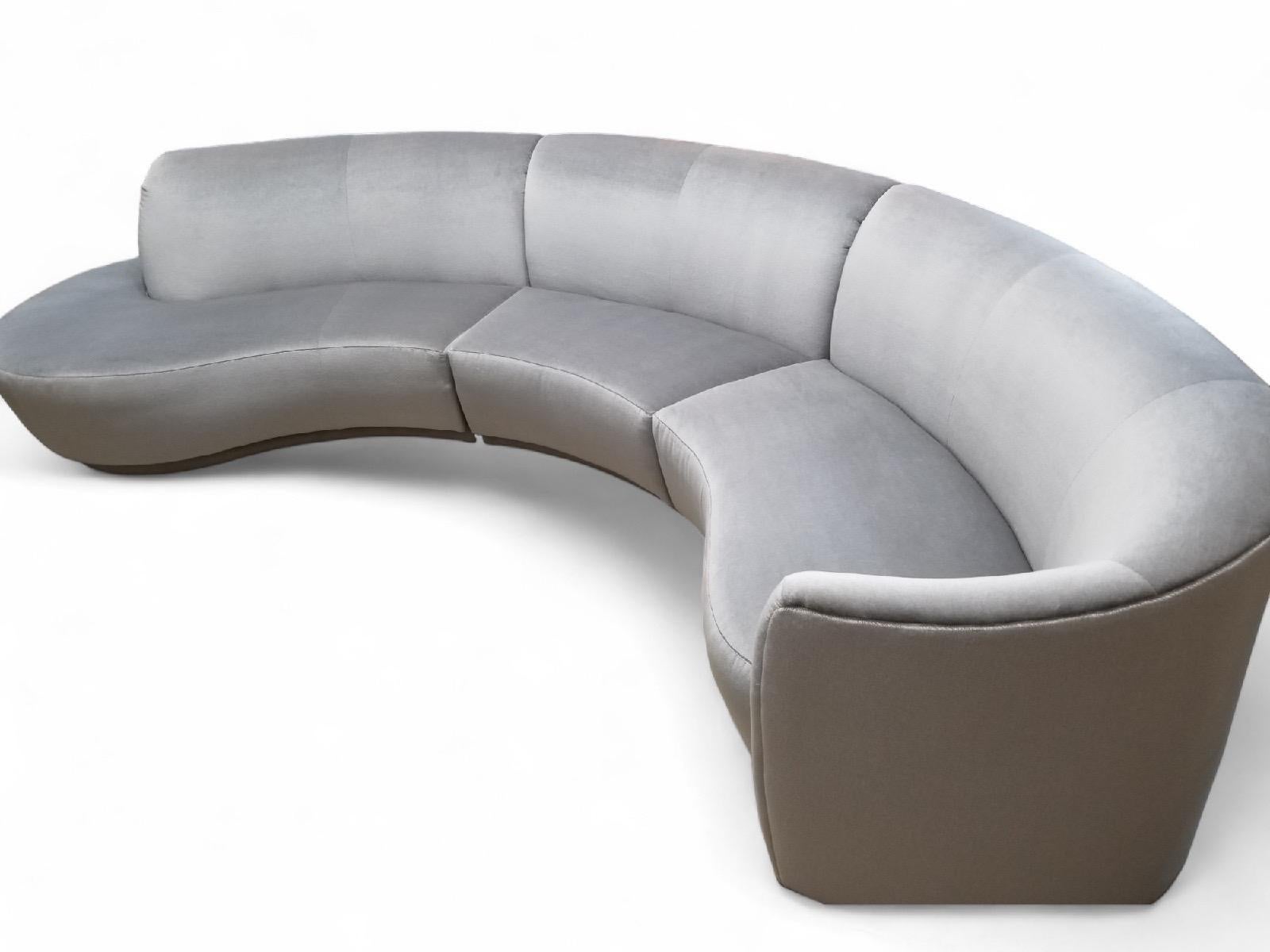Vintage 3 piece Sectional Sofa Newly Upholstered in Mohair 4