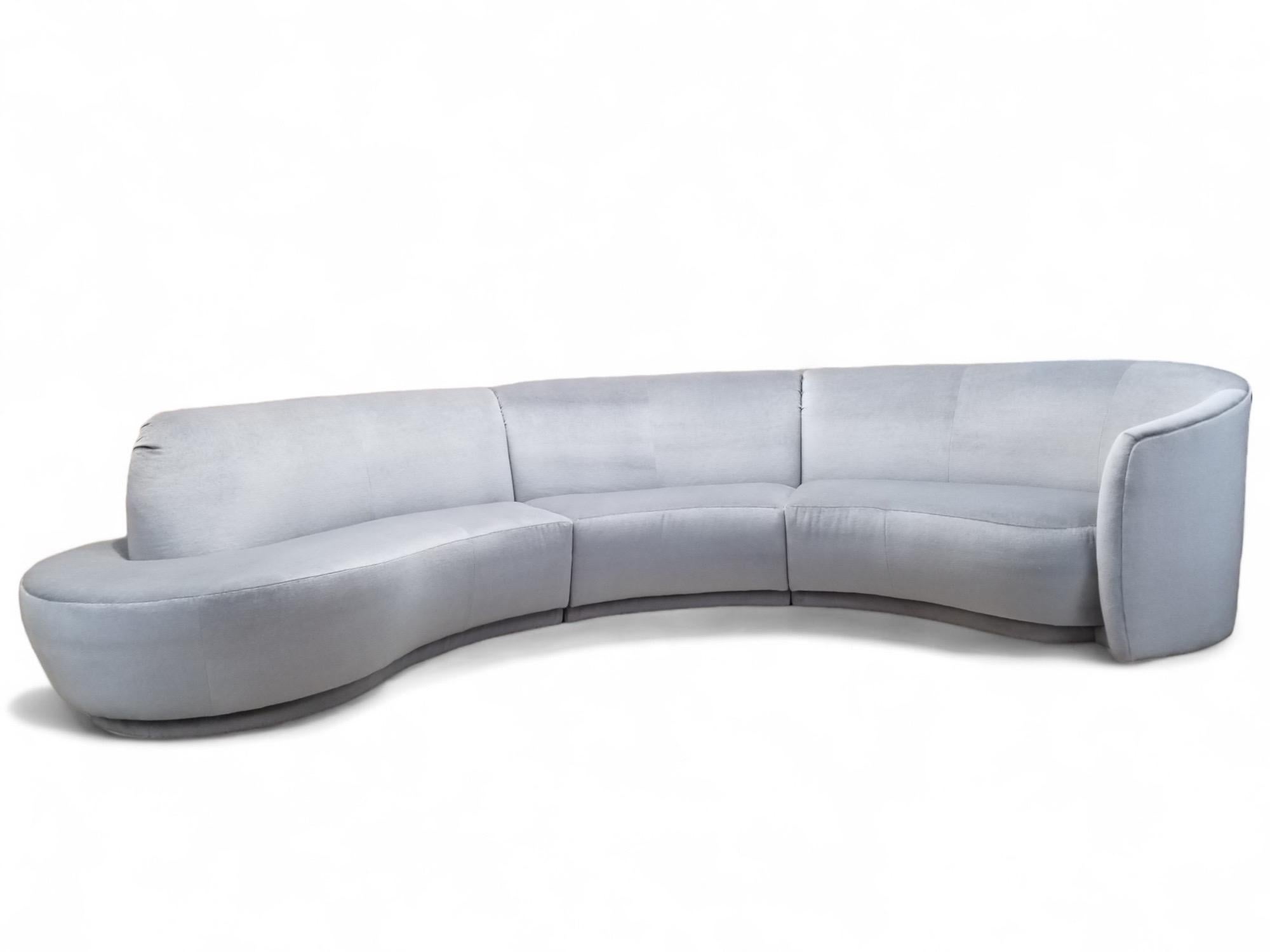 Vintage 3 piece Sectional Sofa Newly Upholstered in Mohair 5
