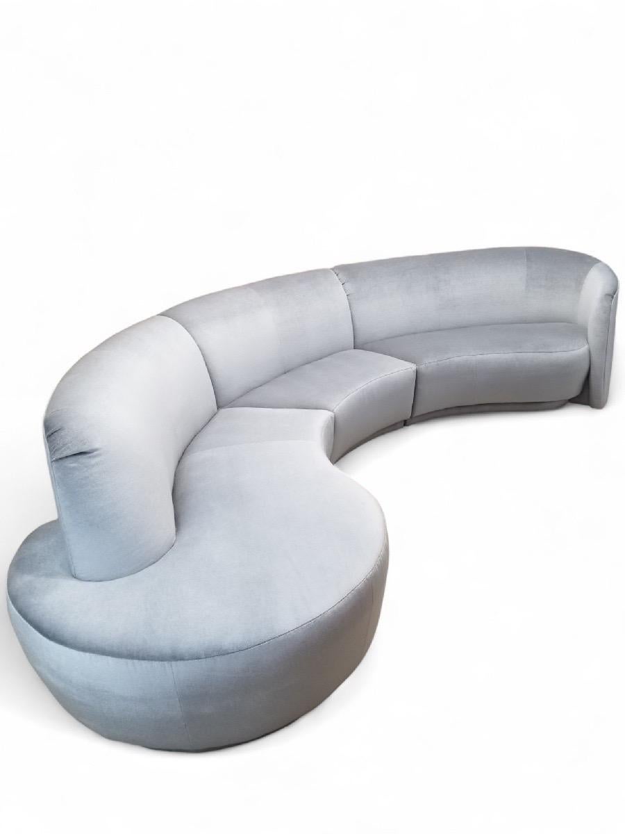 Vintage 3 piece Sectional Sofa Newly Upholstered in Mohair 7