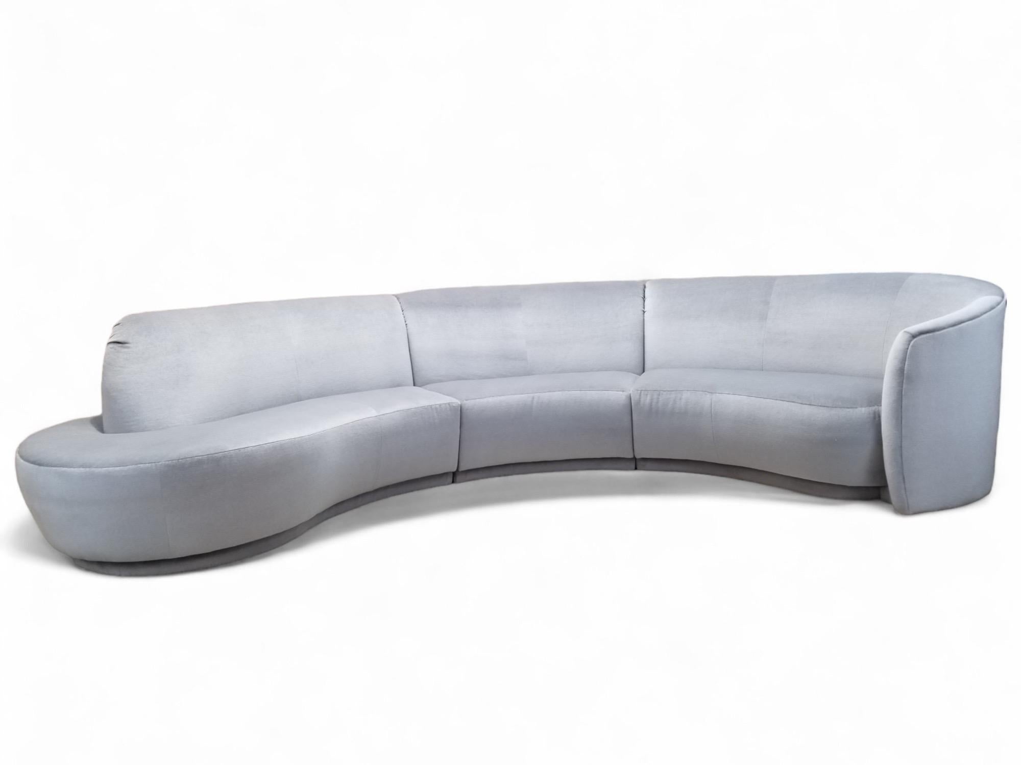 Vintage 3 piece Sectional Sofa Newly Upholstered in Mohair 8