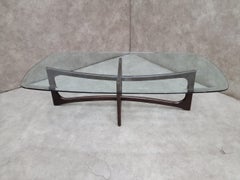 Mid Century Adrian Pearsall Style Bowtie Walnut and Glass Top Coffee Table