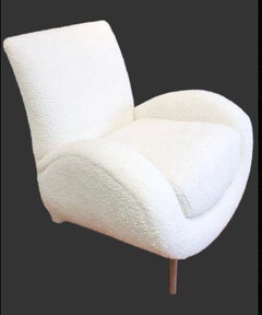 Mid Century Postmodern Italian Club Chairs Newly Reupholstered in Boucle - Pair