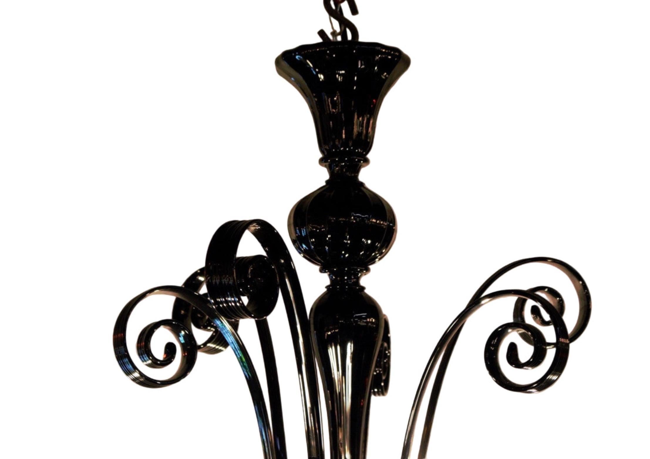 Moderno Lampadario vintage in vetro di Murano in nero in vendita