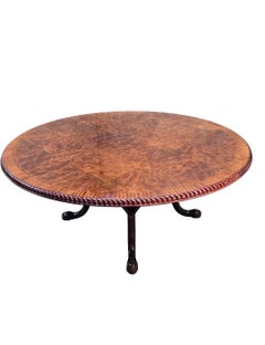 Vintage English Burr Walnut Veneer Pedestal Table in the Antique Style