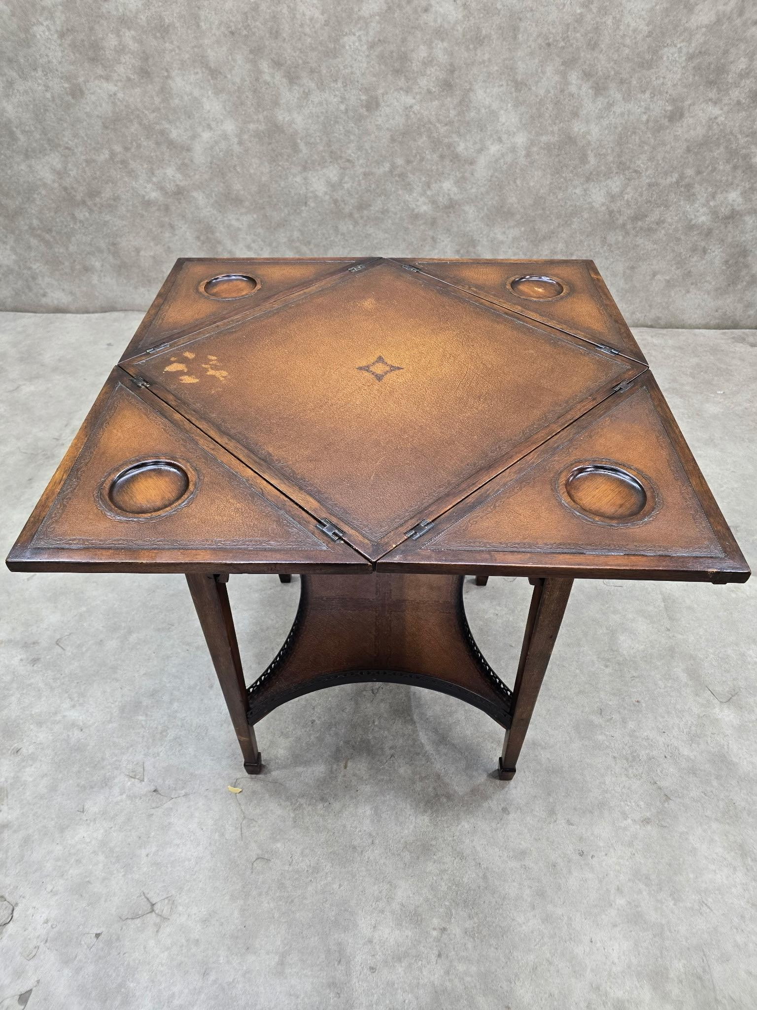 Vintage Theodore Alexander Mahogany Leather Game Table with 2