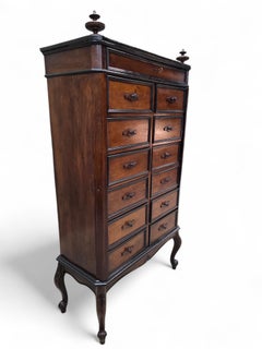 Antique Lock-Side 13 Drawer Filing Cabinet