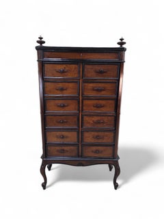 Antique Lock-Side 13 Drawer Filing Cabinet