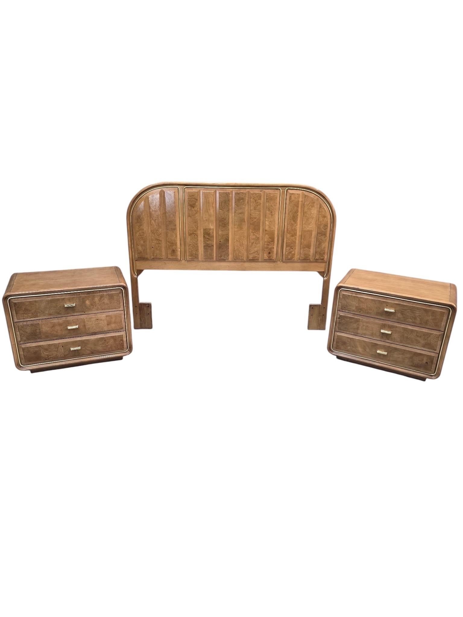 Art Deco American of Martinsville Headboard and Nightstand Bedroom Set For Sale