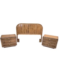 Art Deco American of Martinsville Headboard and Nightstand Bedroom Set