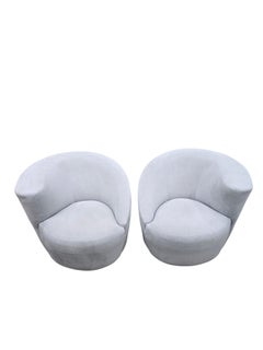 MCM Vladimir Kagan Nautilus Asymmetrical Swivel Lounge Chairs - Pair