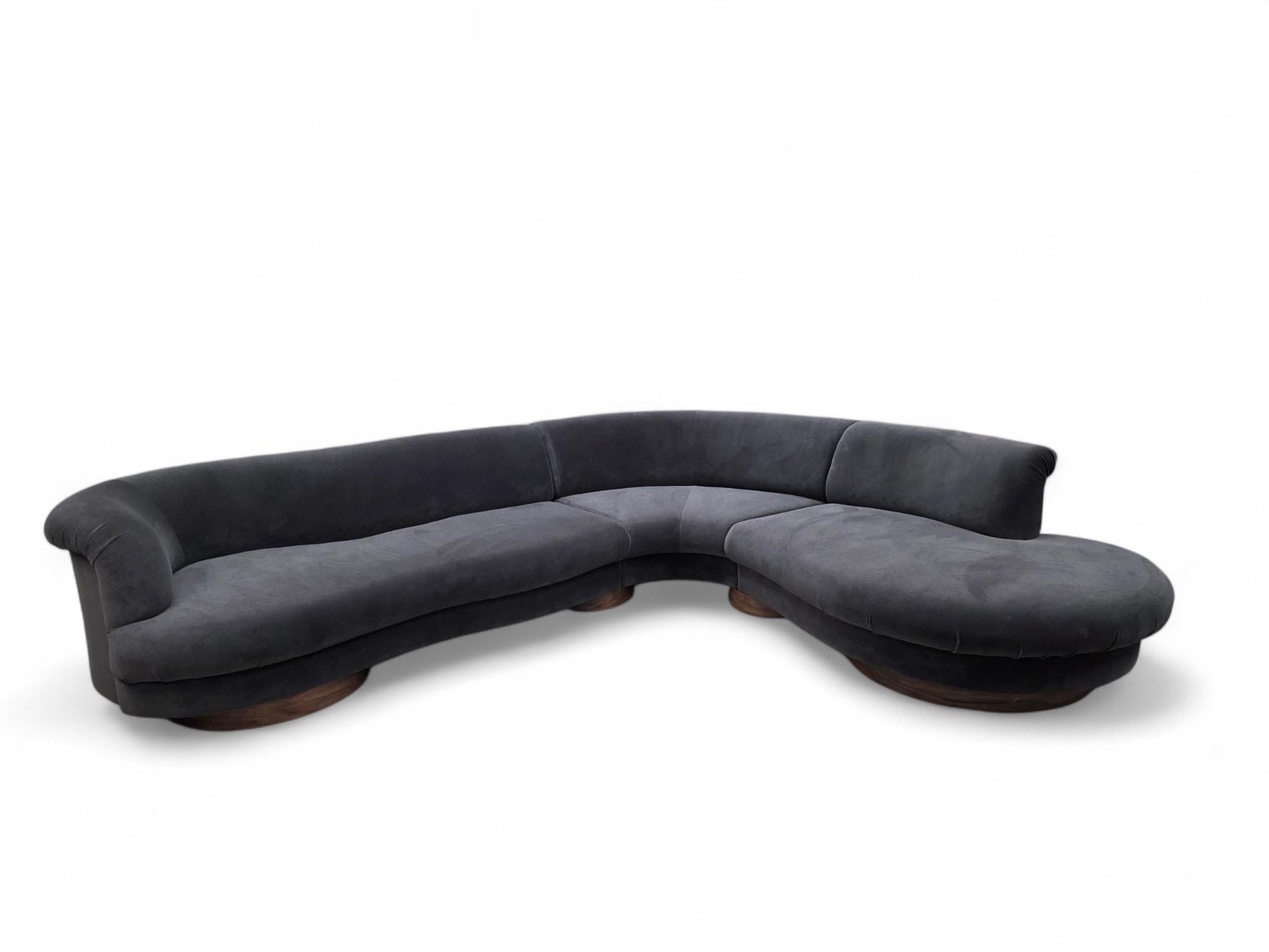 Postmodern Serpentine Sectional Sofa By Weiman Newly Reupholstered