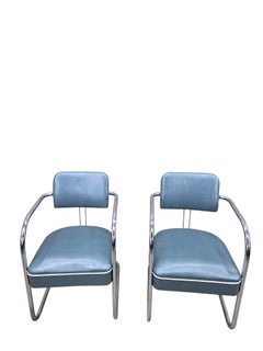 Art Deco Cantilever Chairs Newly Reupholstered - Pair