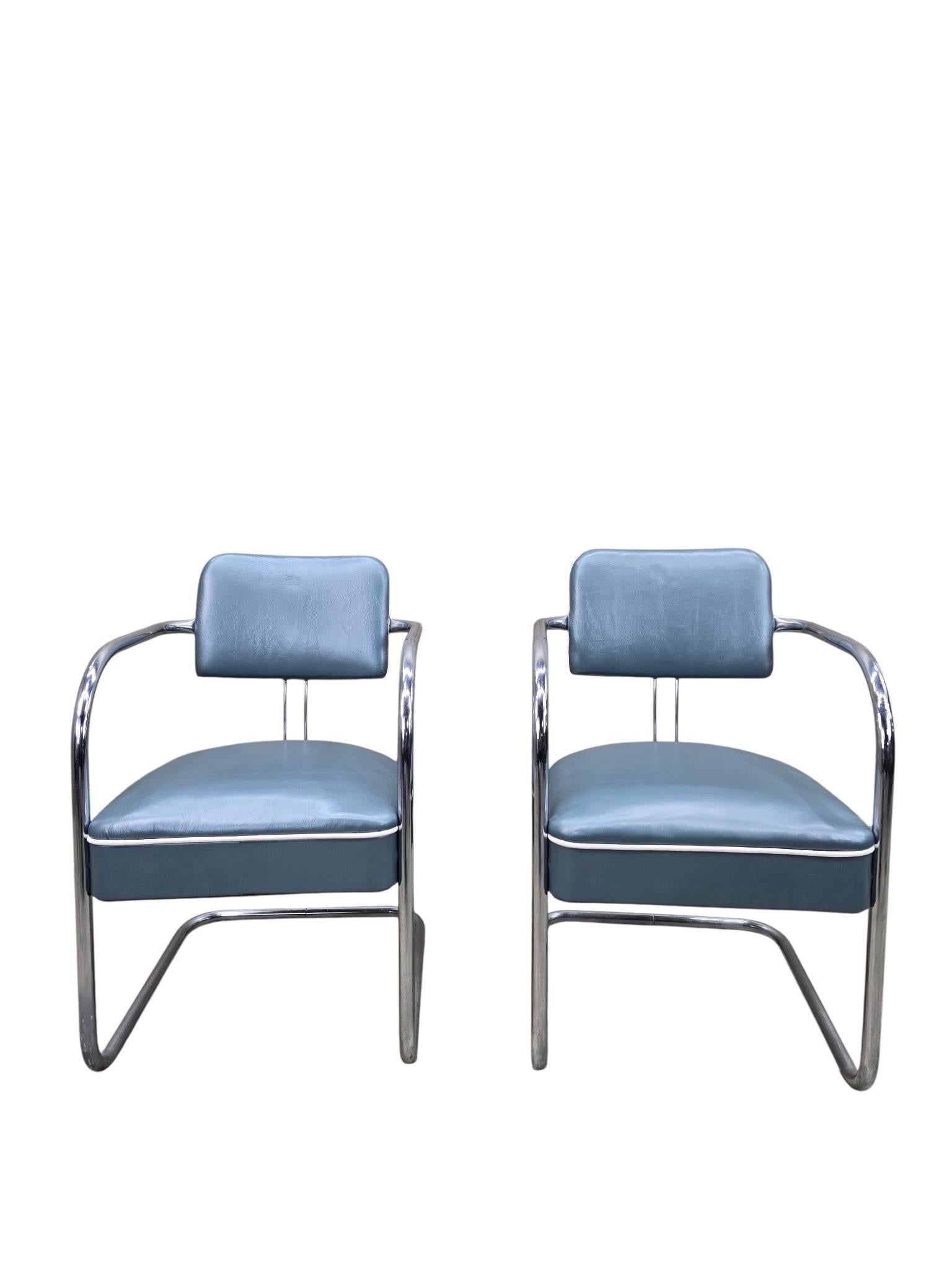 Art Deco Cantilever Chairs Newly Reupholstered - Pair
