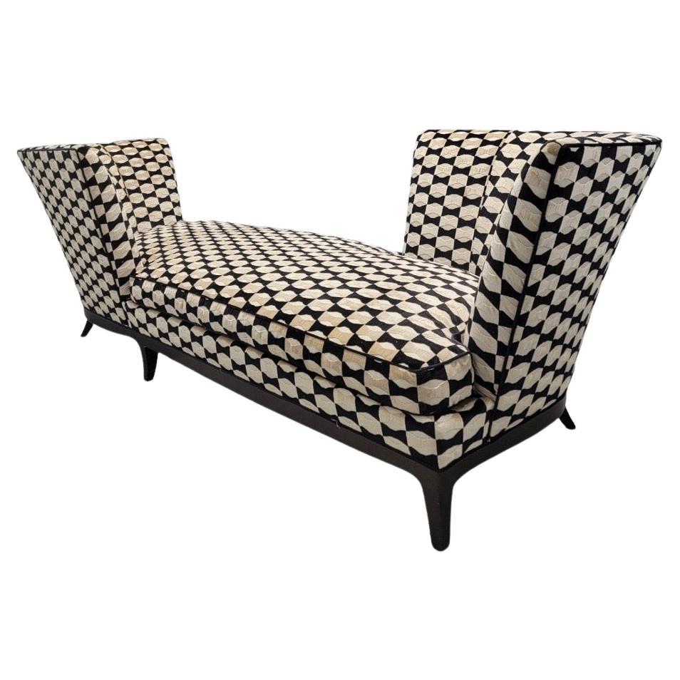 Vintage Geneva Tete-a-Tete Donghia Chaise Lounge Newly Upholstered in Chenille For Sale