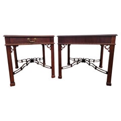 Vintage Drexel Heritage Chippendale Banded-Top Accent Tables - Set of 2