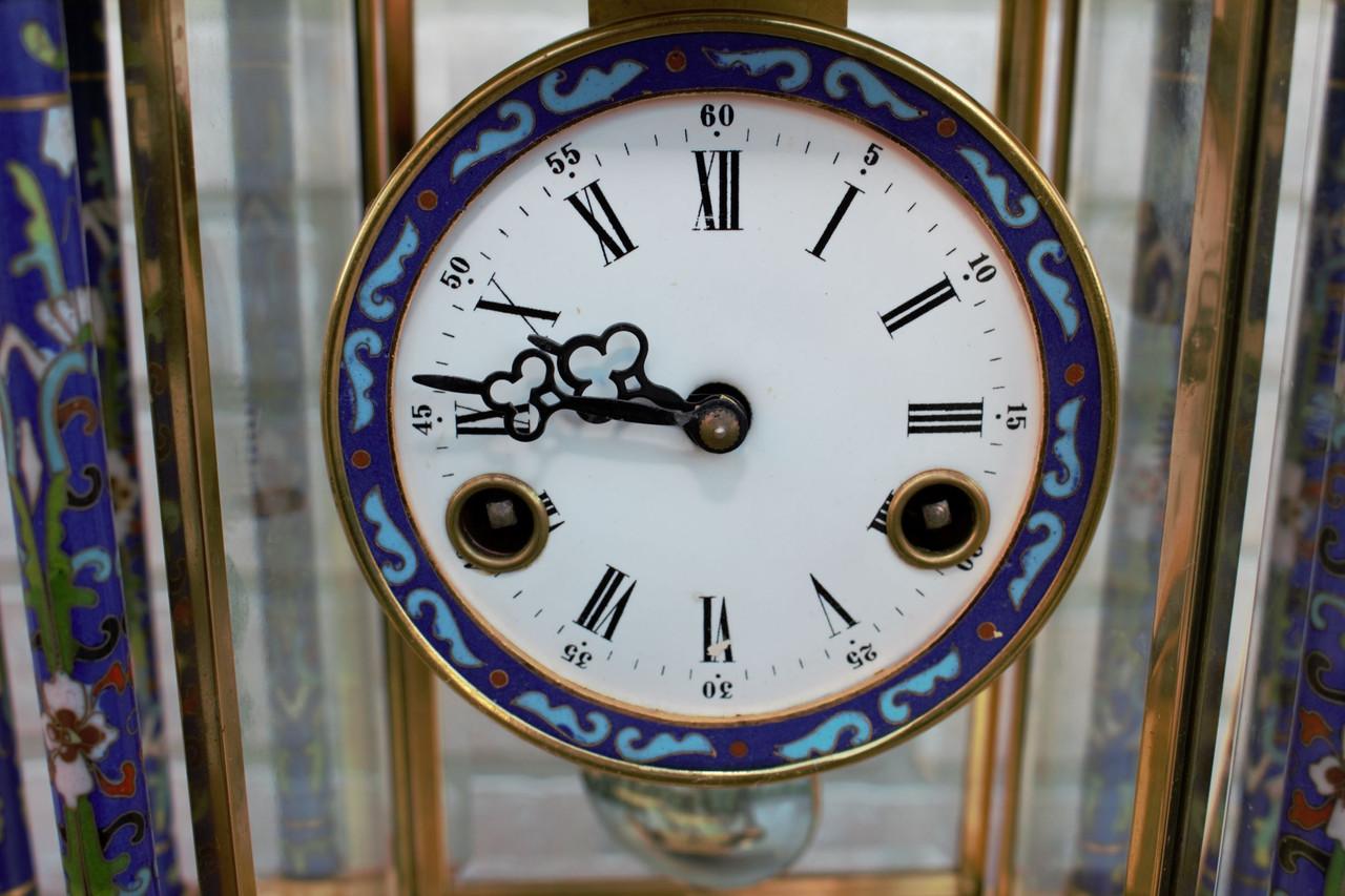 Mid Century Chinese Cloissoné Mantel Clock For Sale 5
