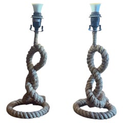 Vintage Nautical Style Rope Table Lamps - Pair