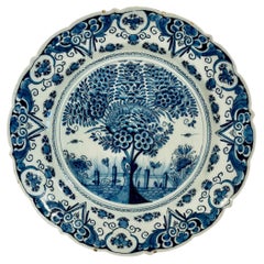 18th Century Dutch Delftware Tea Tree Charger