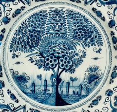 18th Century Dutch Delftware Tea Tree Charger