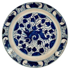 18th Century Dutch Delftware Blue and White Dragon Charger, Circa 1700