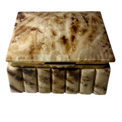 1940s Italian Fluted Alabaster Jewelry Box